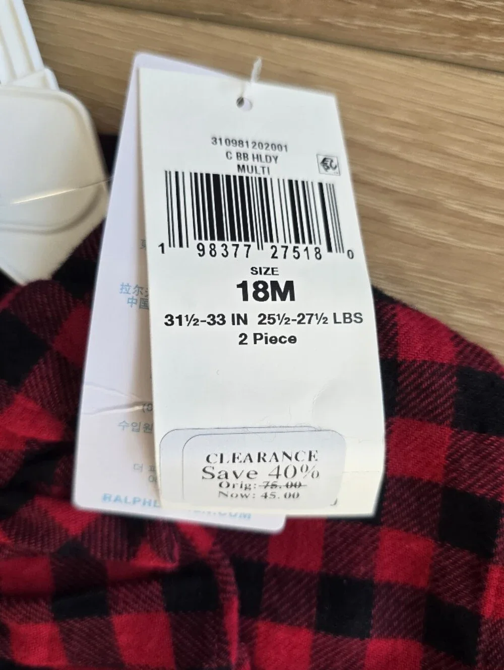 Ralph Lauren baby Polo Collection Plaid Twill Shirt & Jersey Legging Set 18 18m